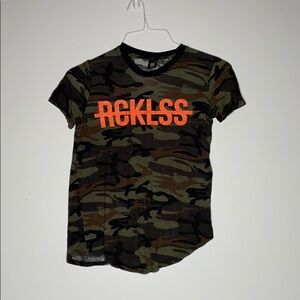 Y&R Camo short sleeve shirt‎ orange "rcklss" sz XS